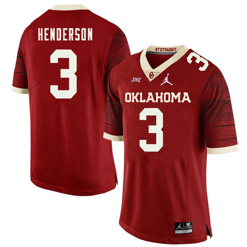 Oklahoma Sooners #3 Mikey Henderson College Football Jerseys Sale-Retro